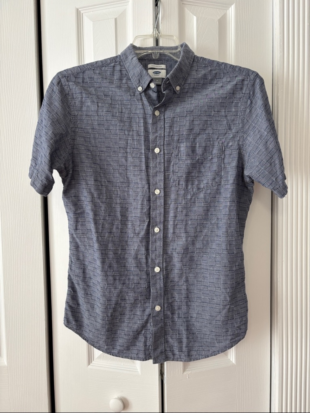 Old Navy Short-Sleeve Textured Button-Down Shirt - Blue